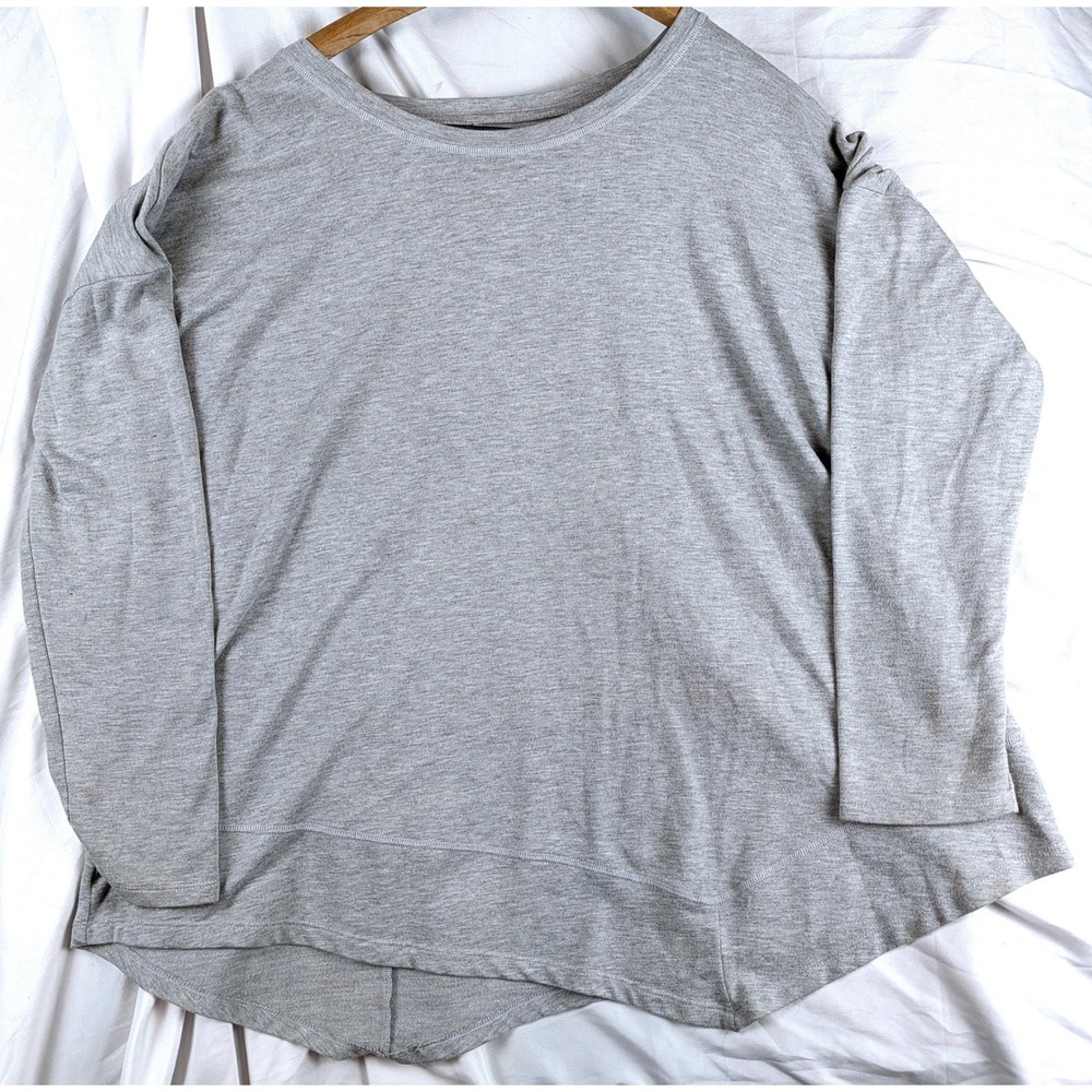 St. Johns Bay Active Womens Petite XL Gray Long Sleeve High Low Hem Top PXL